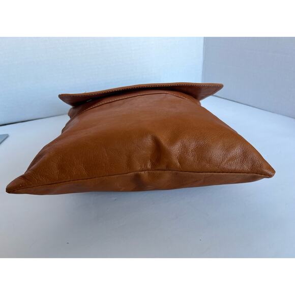 Vera Pelle Leather Cognac Brown Crossbody Shoulder Purse  Bag - Picture 7 of 15